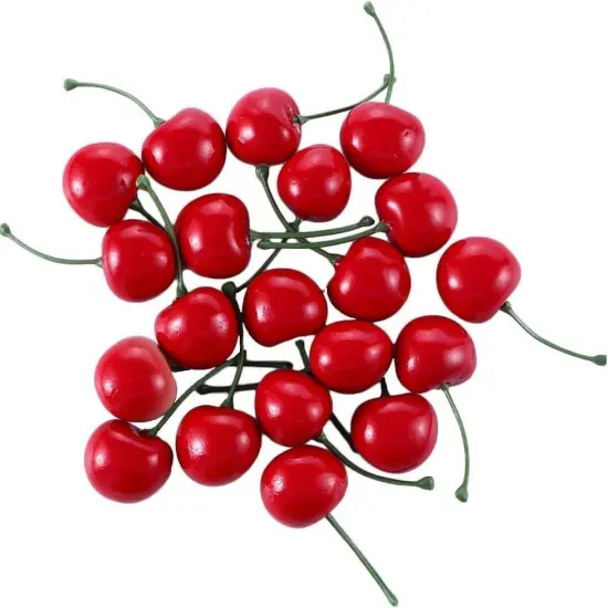 20 Pcs Red Artificial Cherries,Fake Cherries,Fake Fruit Decor Simulation Cherry {1}