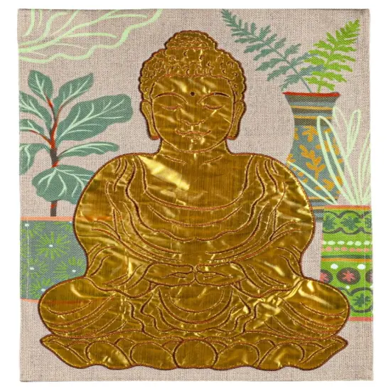 Buddha Garden Flag 2 Sided Burlap {1}