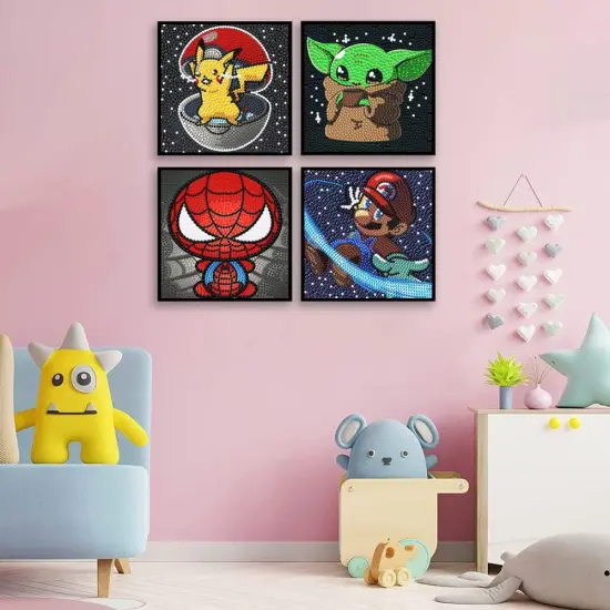 Diamond Painting Kits for Kids Diamond Art Gem by Number Kits Arts and Crafts for Kid Ages 8-12 Kids' Mosaic Kits DIY Full Drill Painting Kit for Home Wall Decor 4 Pieces 6" X 6" {5}