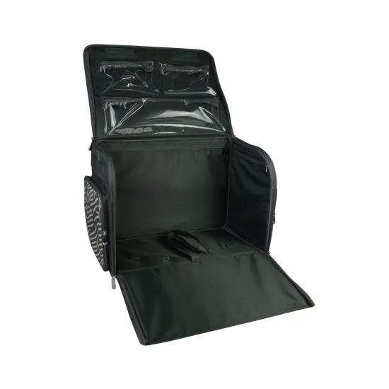 XL 4 Wheel Collapsible Deluxe Rolling Sewing Machine Storage Case, Grey & White {2}