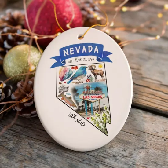 Artistic Nevada State Themes and Landmarks Christmas Ornament {2}