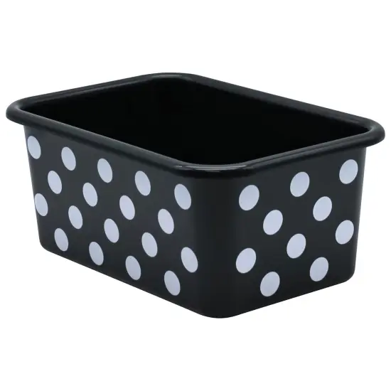 White Polka Dots on Black Small Plastic Storage Bin {1}