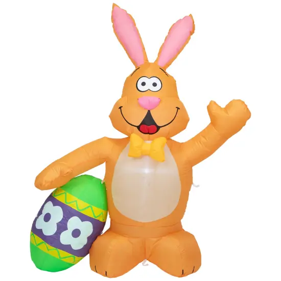 Northlight Inflatable LED Lighted Easter Bunny with Egg Outdoor Decoration - 4' Orange {3}