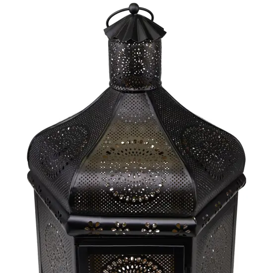 Northlight Moroccan Style Pillar Candle Table Lantern - 21.5" - Black and Gold {7}