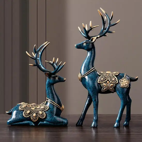 Large Deer Resin Statue Figurine Sculpture Tabletop Home Office Art Decoration {2}