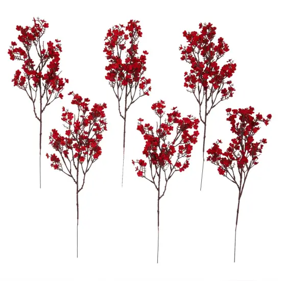 6 Pack Silk Artificial Baby's Breath Flowers with Stem, Babies Breath Faux Flower Bouquet, Fake Floral Arrangement for Table Centerpiece Decorations (20 in, Red) {4}