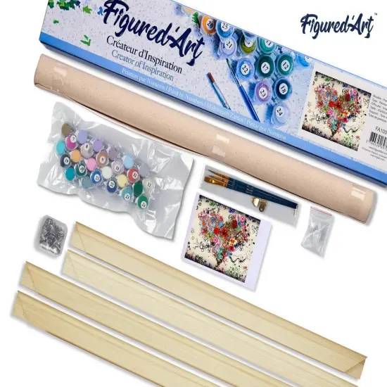 Figured'Art Paint by Numbers Kit for Adults Love Flowers 16"x20" - Craft Art Painting Rolled Canvas with DIY wooden frame {5}