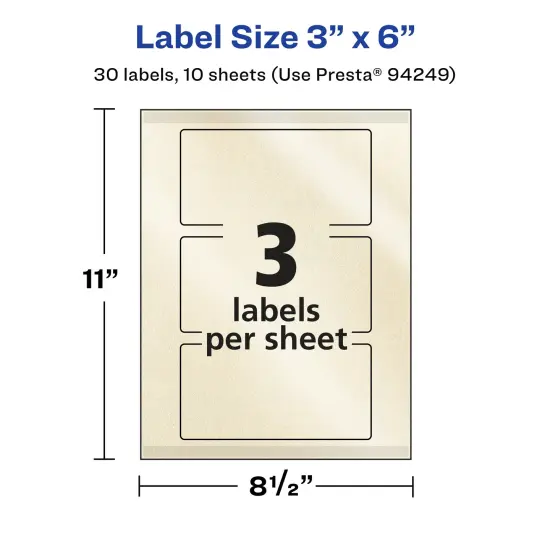 Avery Pearlized Ivory Rectangle Labels with Sure Feed Technology, Print-to-the-Edge, 3" x 6" {5}