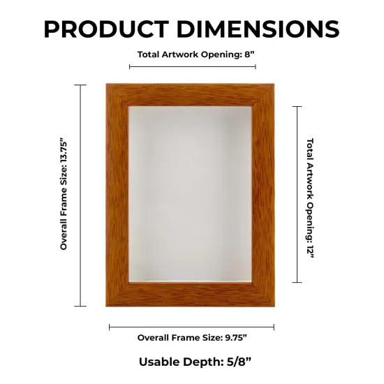 Warm Honey Brown Wood Shadow Box Frame with Acrylic Front - White Suede Backing, 30 Sizes {1}