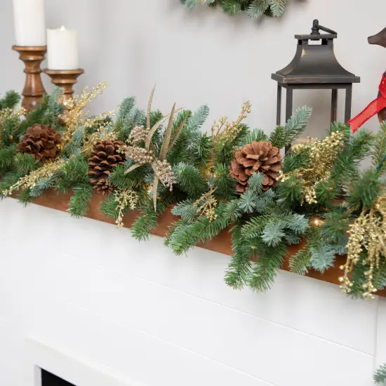 Northlight Pre-Lit Blue Spruce Artificial Christmas Garland - 9' x 14" - Clear Green {7}