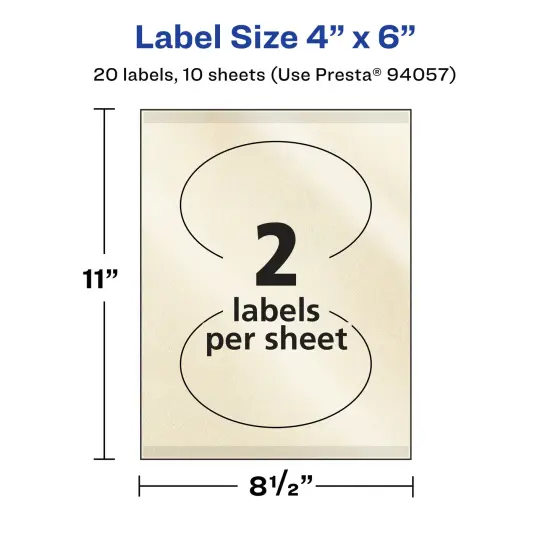 Avery Pearlized Ivory Oval Labels with Sure Feed Technology, Print-to-the-Edge, 4" x 6" {5}
