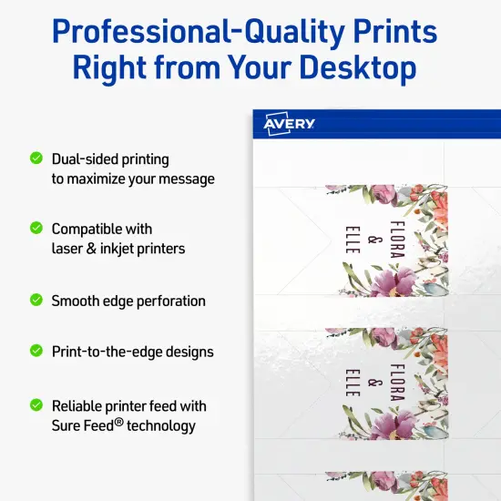 Avery Printable Banner Rectangle Flag Tags, Sure Feed Technology, 1-1/2" x 2-1/3", Glossy White Cardstock, Print-to-The-Edge, Laser/Inkjet Printable, 150 Total {2}