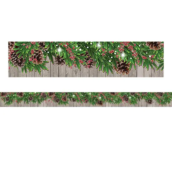 Winter Pine Cones Straight Border Trim, 35 Feet Per Pack, 6 Packs {1}