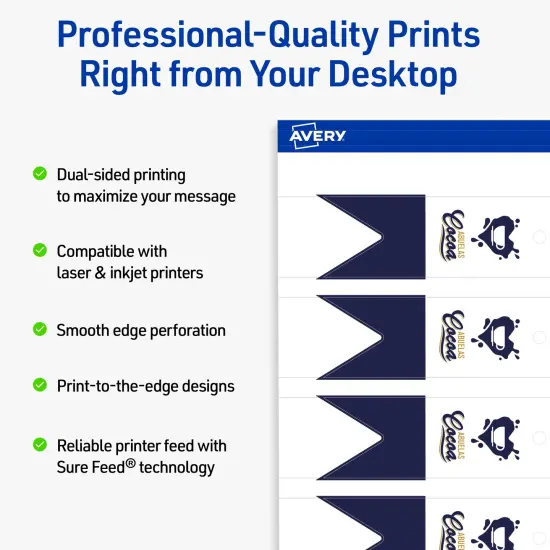 Avery Printable Banner Rectangle Flag Tags, Sure Feed Technology, 1" x 3", Matte White Cardstock, Print-to-The-Edge, Laser/Inkjet Printable, 400 Total {2}