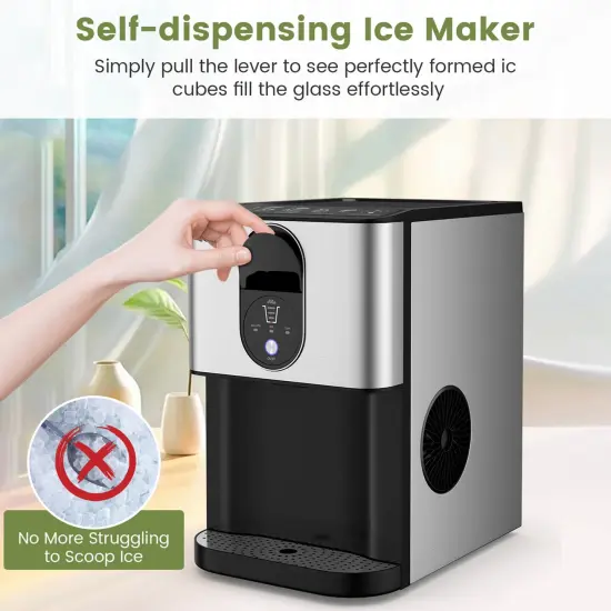 Costway 56 lbs/24 H Pepple Chewable Countertop Ice Maker with Self-Cleaning System {6}