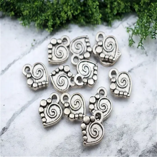 *100* 13x10mm Antique Silver Heart Charms {1}