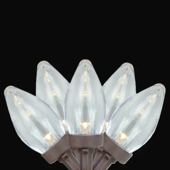 Northlight LED C7 Christmas Lights - Warm White - 16' Brown Wire - 25ct Clear {3}