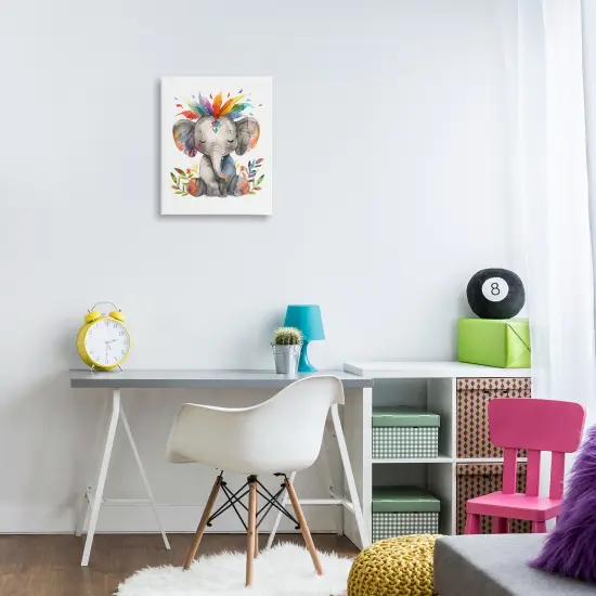 Stupell Industries Rainbow Blooms Elephant Canvas Wall Art Design by LSR Design Studio {2}