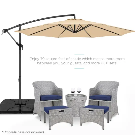 Best Choice Products 10ft Offset Hanging Outdoor Market Patio Umbrella w/ Easy Tilt Adjustment Sand {2}