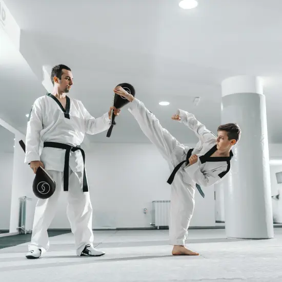 2 Pack Taekwondo Kick Pads, Martial Arts Training Equipment, Kickboxing Striking Target Pads, TKD Sparring Gear (Black, 15 x 2.5 x 7.5 In) {4}