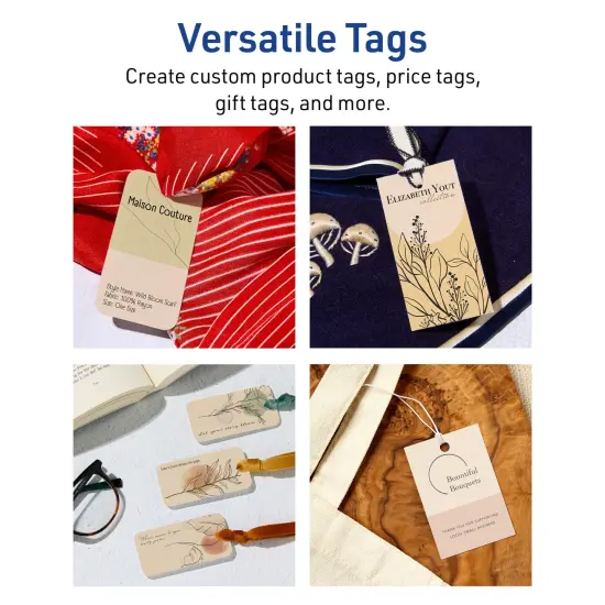 Avery Printable Perforated Rounded Rectangle Price Tags, Sure Feed Technology, 1-1/2" x 3", Matte Kraft Brown Cardstock, Print-to-The-Edge, Laser/Inkjet Printable, 100 Total {4}