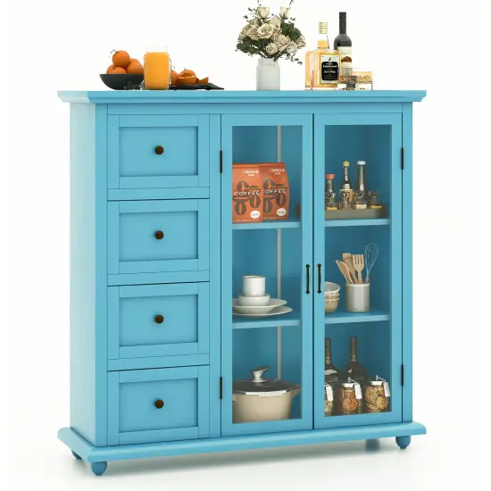 Costway Buffet Sideboard Table Kitchen Storage Cabinet with Drawers & Doors Blue/White/Green {7}