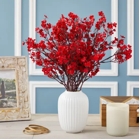6 Pack Silk Artificial Baby's Breath Flowers with Stem, Babies Breath Faux Flower Bouquet, Fake Floral Arrangement for Table Centerpiece Decorations (20 in, Red) {2}