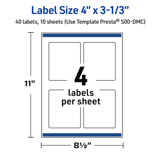 Avery Printable Rectangle Labels, Gold Dots with Blue Border, 4" x 3-1/3", Matte White Rectangle Labels, Permanent, Laser/Inkjet, 40ct, Great for Product Labels {5}