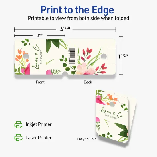 Avery Printable Rounded Rectangle Foldover Tags, Sure Feed Technology, 1-1/2" x 2-1/8", Matte Ivory Cardstock, Print-to-The-Edge, Laser/Inkjet Printable, 80 Total {6}