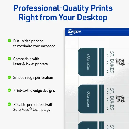 Avery Printable Perforated Rounded Rectangle Price Tags, Sure Feed Technology, 1-1/2" x 3", Glossy White Cardstock, Print-to-The-Edge, Laser/Inkjet Printable, 100 Total {2}