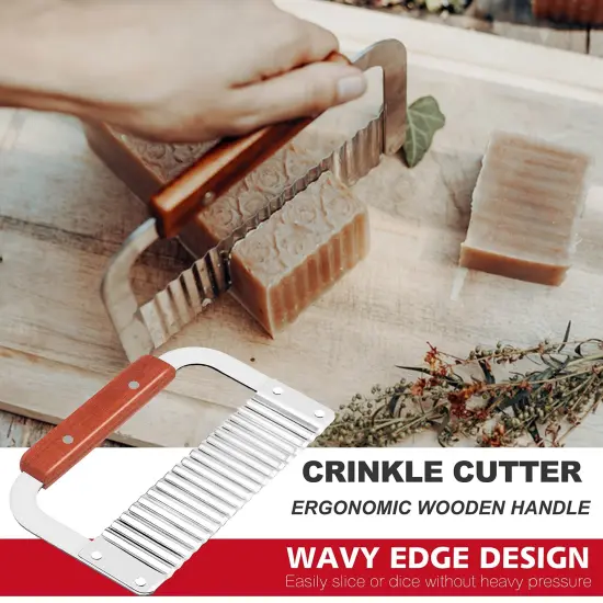 Rectangular Soap Mold Kit with Cutter- 42oz Flexible Silicone Loaf Soap Mold with Wood Box, Stainless Steel Wavy & Straight Scraper for Homemade Craft Soap Making Supplies {5}