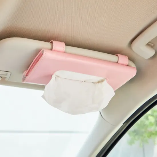 Pastel Pink Sun Visor Tissue Holder, 12 Bags of Refill Tissues, 24 Sheets Each (2 Pack) {2}