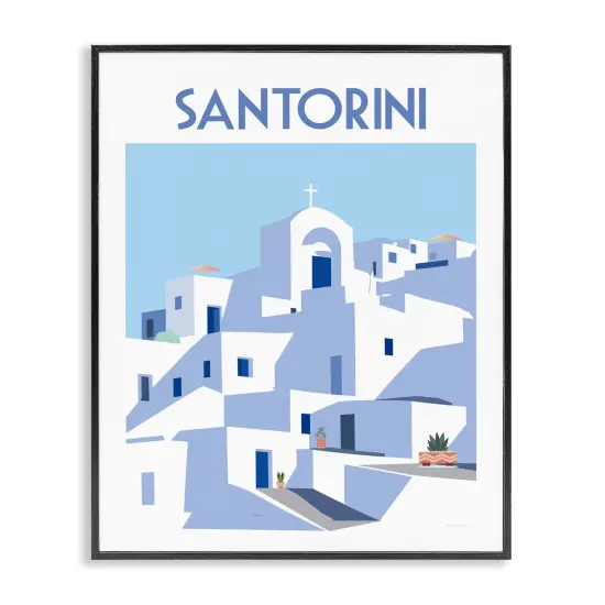 Stupell Industries Santorini City Architecture Framed Giclee Wall Art Design by Omar Escalante {1}