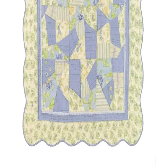 Sunshine Cornflower Blue Florals Vintage Quilted 100% Cotton Throw Blanket 50" x 60" {5}