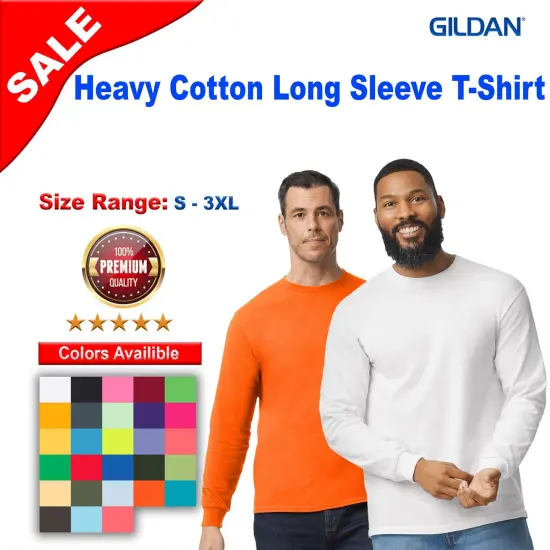 Gildan&reg; Heavy Cotton Crewneck Long Sleeve T-Shirt Red {2}