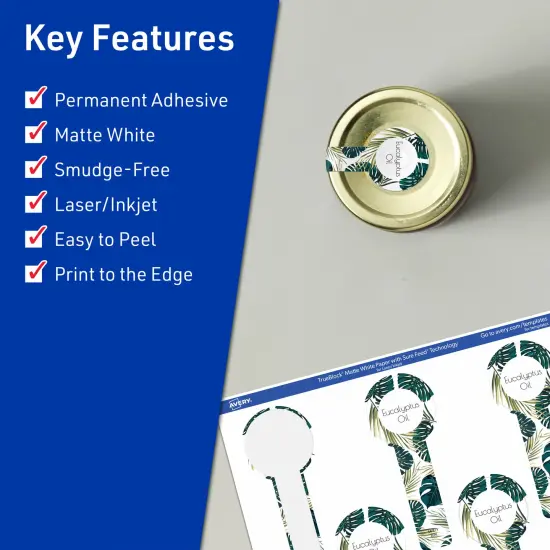 Avery TrueBlock Matte White Paper Labels,1-1/2" x 4" Lollipop {2}