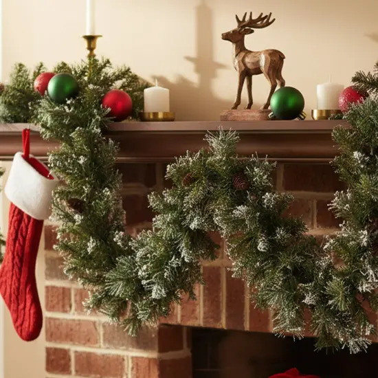 Northlight Snow Mountain Pine Artificial Christmas Garland - 9' x 10" - Unlit Green {4}