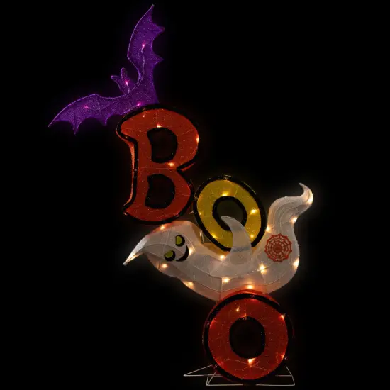 Northlight Lighted Bat and Ghost "BOO" Halloween Decoration - 4.5' - Warm White LED Lights Orange {4}