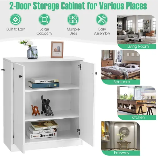 Costway 2-Door Storage Cabinet Buffet Cabinet with3 Shelves Sideboard for Kitchen Hallway {6}
