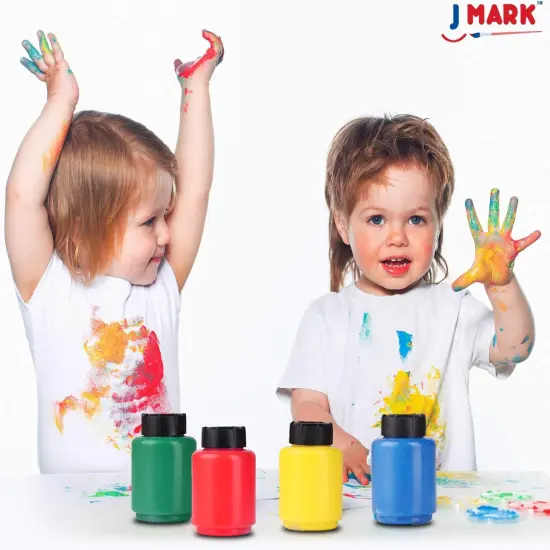 Toddler Washable Finger Paint Set with Sponge Tools, Large Paint Pad, Tempera Paints, and Smock {2}