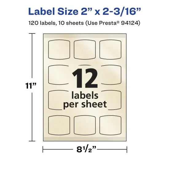 Avery Pearlized Ivory Arched Square Labels with Sure Feed Technology, Print-to-the-Edge, 2" x 2-3/16" {5}