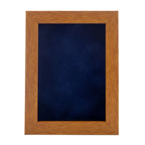 Warm Honey Brown Wood Shadow Box Frame with Acrylic Front - Navy Blue Suede Backing, 30 Sizes {4}