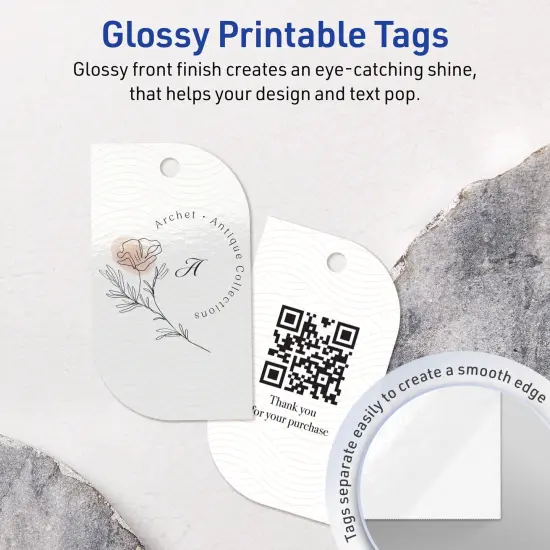 Avery Printable Leaf Printable Tags, Sure Feed Technology, 2" x 3-1/2", Glossy White Cardstock, Print-to-The-Edge, Laser/Inkjet Printable, 80 Total {3}