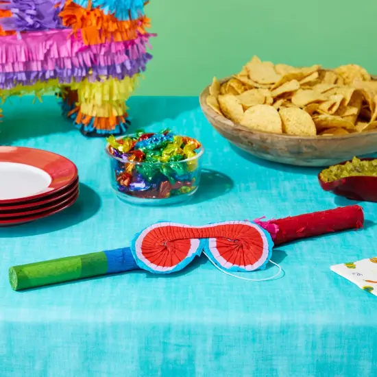 Small Pinata Stick and Blindfold for Kids Birthday, Cinco de Mayo Party Decorations (2-Piece Set), For Ages 3-6 Multicolor {2}