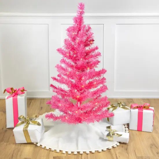 Northlight Pre-Lit Tinsel Artificial Christmas Tree - 3' - Pink - Clear Lights {1}