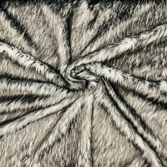1 Yard Two Tone Husky Faux Fur Fabric Soft High Pile for Blankets Decor Costumes 58-60 inches Width Gray-Black {1}