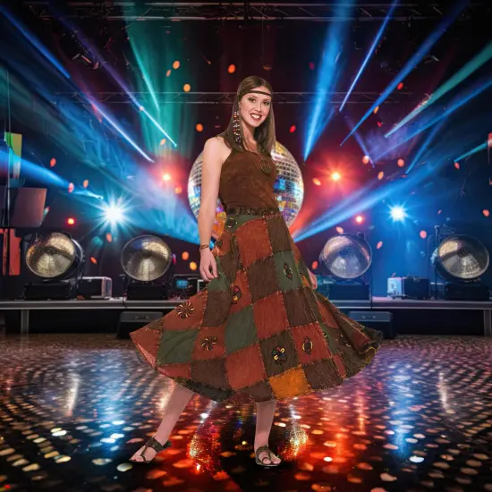 60's 70's Hippie Patch Costume Skirt Adult Standard {5}