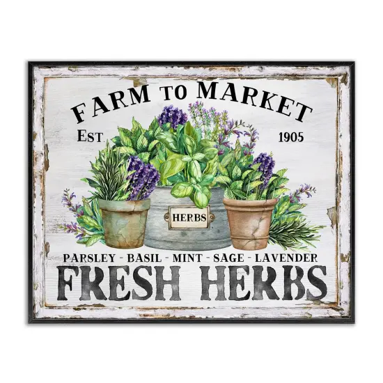 Stupell Industries Farmhouse Fresh Herbs Framed Giclee Wall Art Design by Creatif Belle {1}
