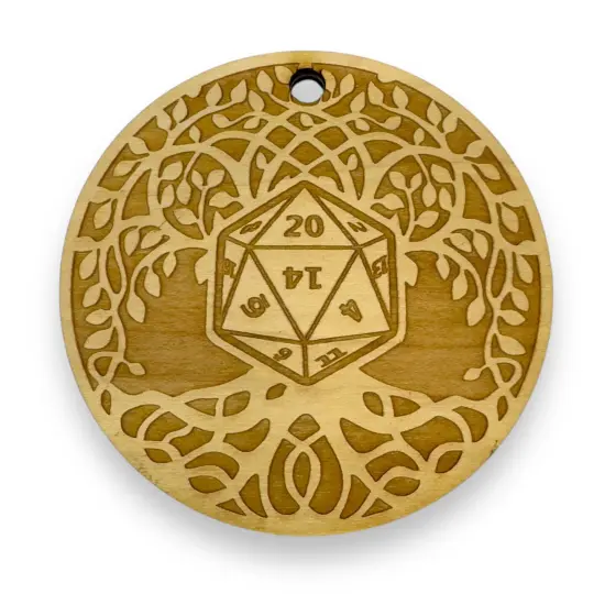 D20 Celtic Tree of Life Ornament - Raw Wood {1}