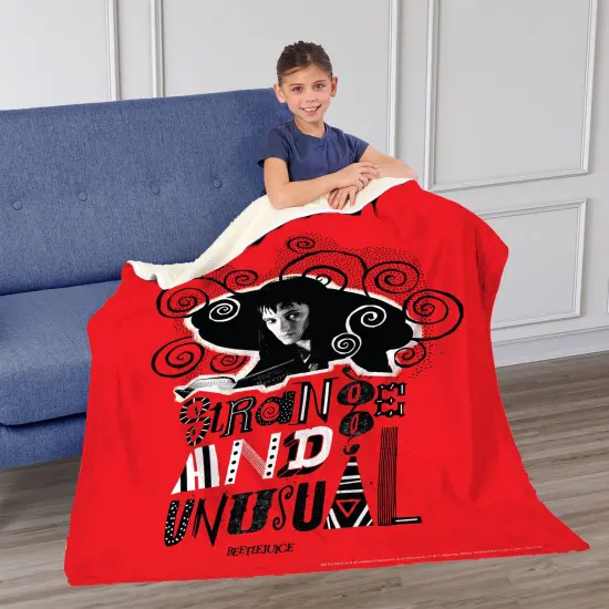 Warner Brothers Beetlejuice Silk Touch Sherpa Throw Blanket So So Strange {2}